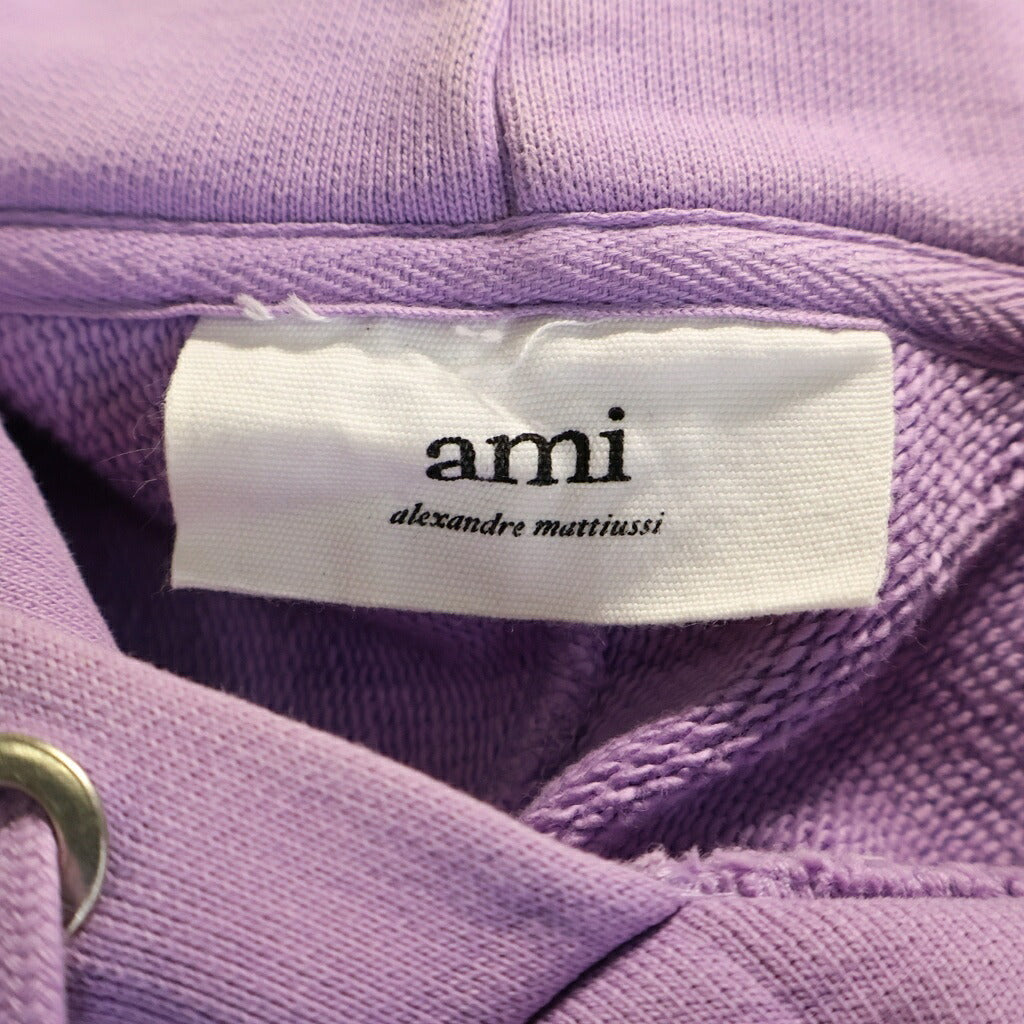 AMI Alexandre Mattiussi(アミアレクサンドルマテュッシ) Hoodie ハートロゴ刺繍 プルオーバースウェットパーカー フーディー パープル E21FJ058.747