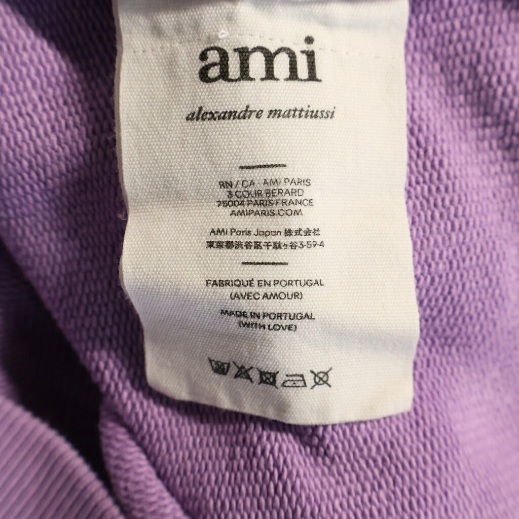 AMI Alexandre Mattiussi(アミアレクサンドルマテュッシ) Hoodie ハートロゴ刺繍 プルオーバースウェットパーカー フーディー パープル E21FJ058.747