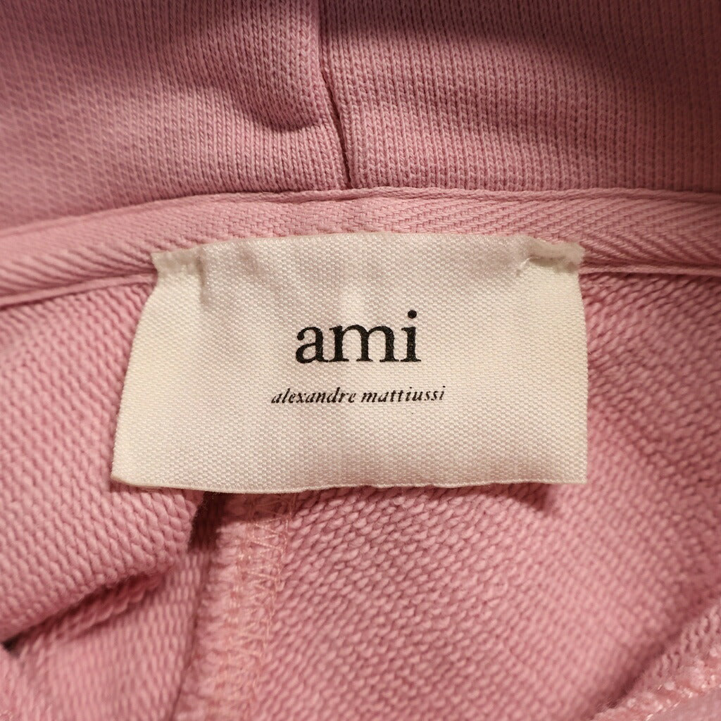 AMI Alexandre Mattiussi(アミアレクサンドルマテュッシ) Hoodie ハートロゴ刺繍 プルオーバースウェットパーカー フーディー ピンク E22USW202.747