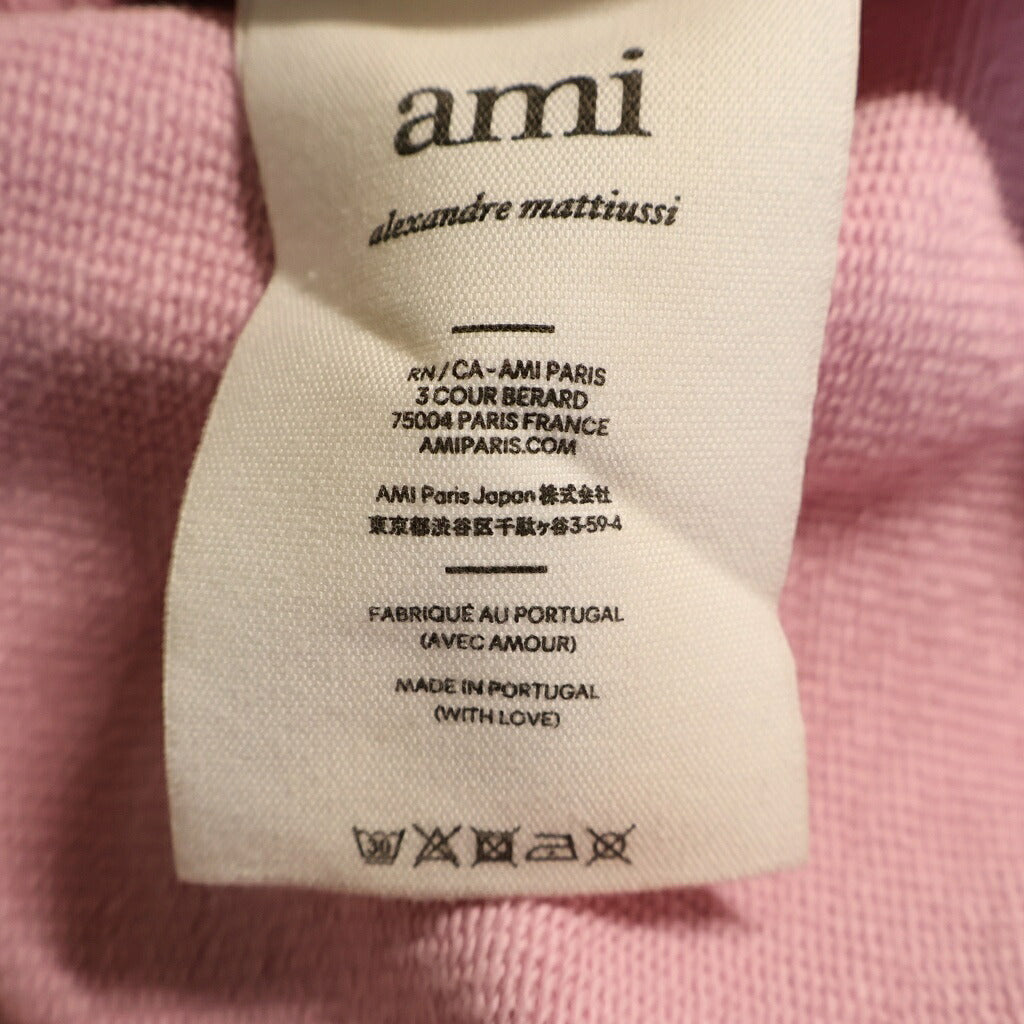 AMI Alexandre Mattiussi(アミアレクサンドルマテュッシ) Hoodie ハートロゴ刺繍 プルオーバースウェットパーカー フーディー ピンク E22USW202.747