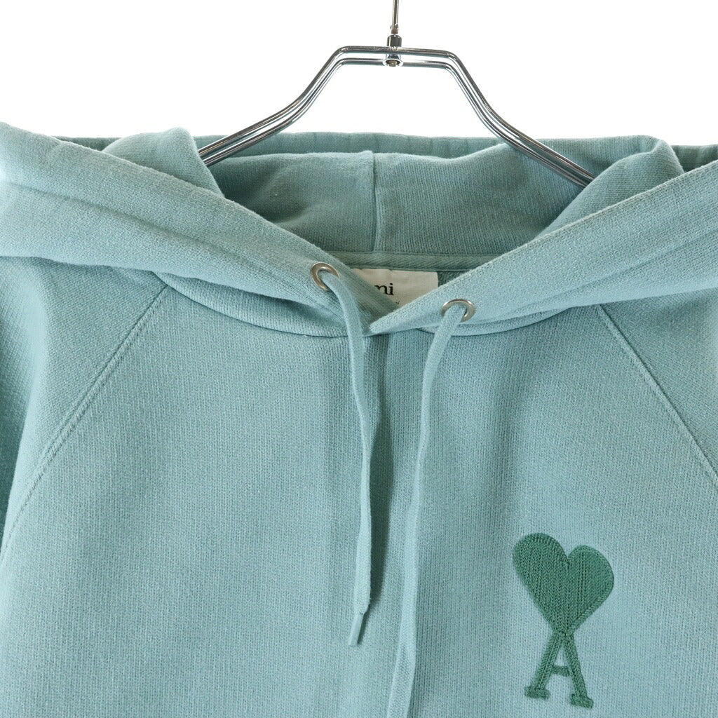 AMI Alexandre Mattiussi(アミアレクサンドルマテュッシ) Hoodie ハートロゴ刺繍 プルオーバースウェットパーカー フーディー グリーン E21FJ058.747