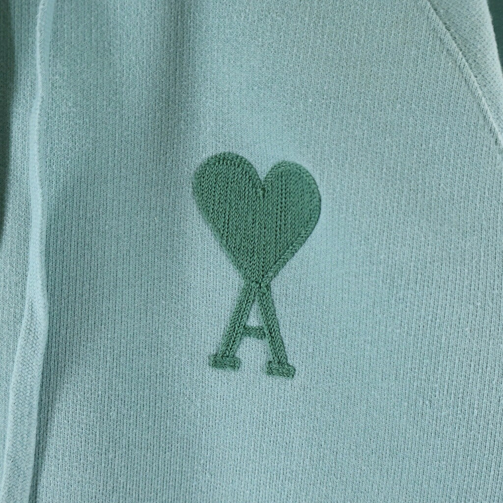 AMI Alexandre Mattiussi(アミアレクサンドルマテュッシ) Hoodie ハートロゴ刺繍 プルオーバースウェットパーカー フーディー グリーン E21FJ058.747