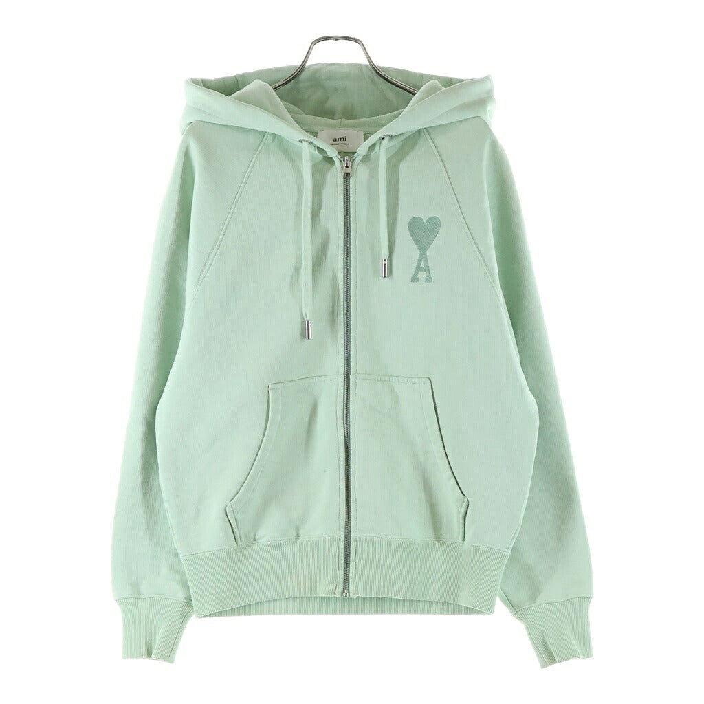 AMI Alexandre Mattiussi(アミアレクサンドルマテュッシ) Zip Up Hoodie ハートロゴ刺繍 ジップアップスウェットパーカー フーディー グリーン E22USW402.747