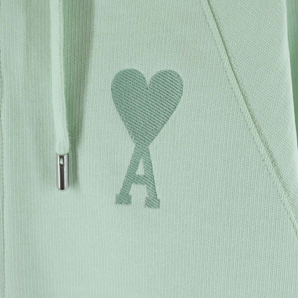 AMI Alexandre Mattiussi(アミアレクサンドルマテュッシ) Zip Up Hoodie ハートロゴ刺繍 ジップアップスウェットパーカー フーディー グリーン E22USW402.747