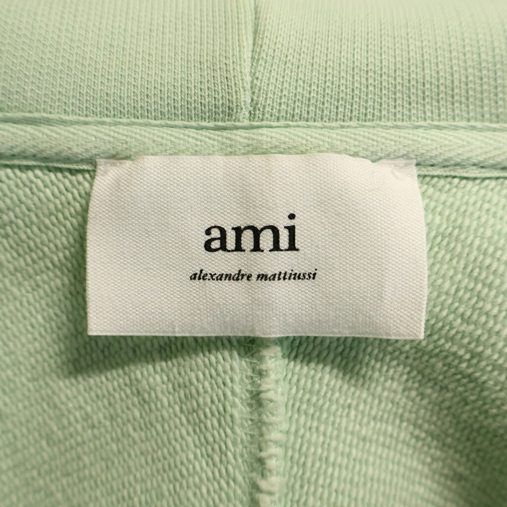 AMI Alexandre Mattiussi(アミアレクサンドルマテュッシ) Zip Up Hoodie ハートロゴ刺繍 ジップアップスウェットパーカー フーディー グリーン E22USW402.747
