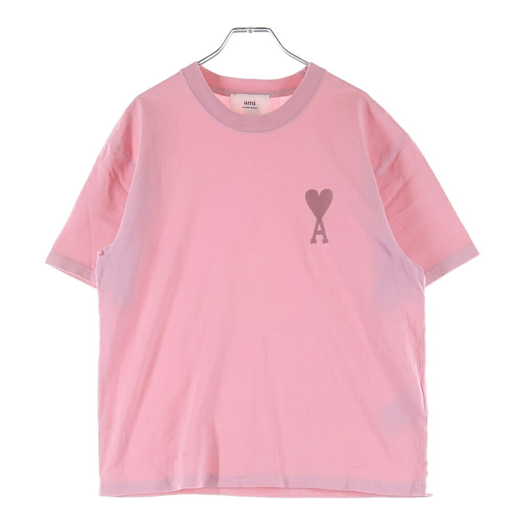 AMI Alexandre Mattiussi(アミアレクサンドルマテュッシ) T-Shirt ハートロゴ刺繍 半袖Tシャツ ピンク E22UTS002.726