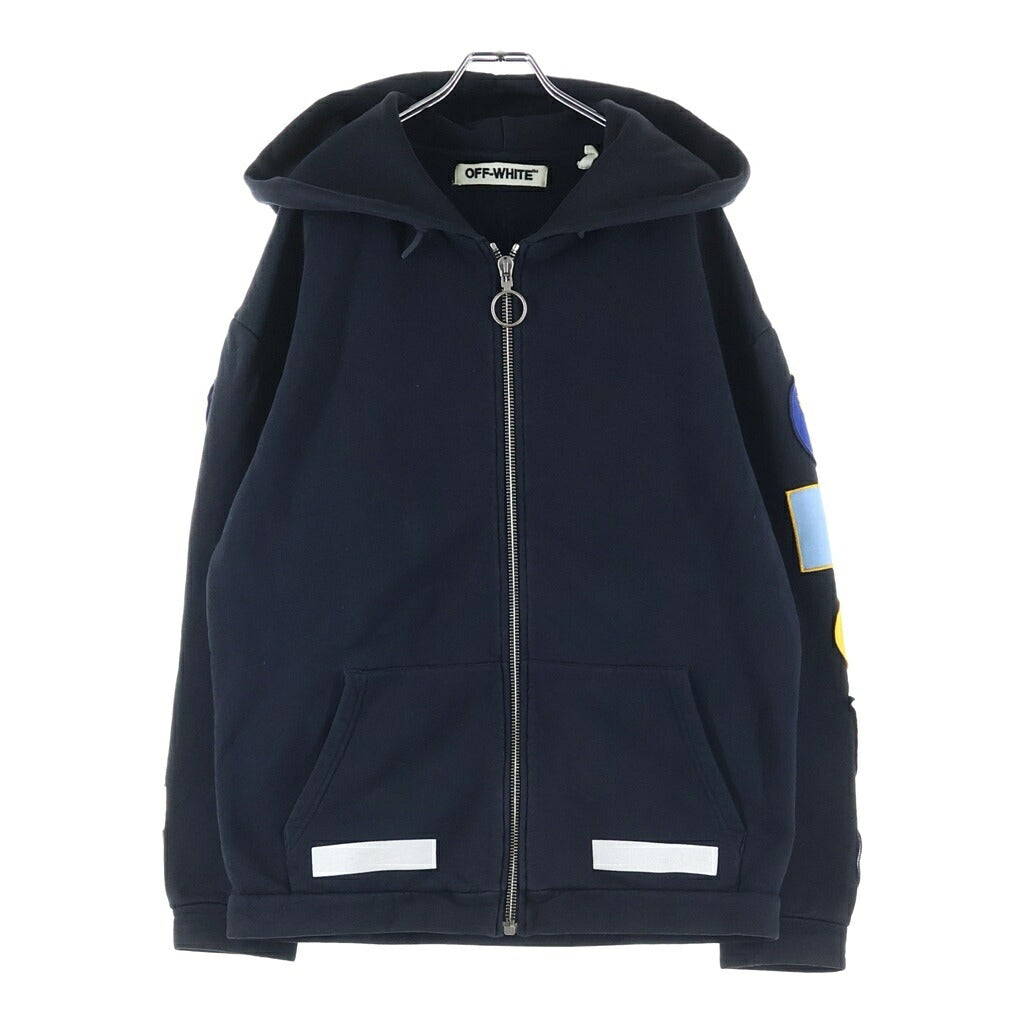 OFF-WHITE(オフホワイト) 16AW Zip Up Hoodie ロゴパッチ ジップアップスウェットパーカー フーディー ブラック