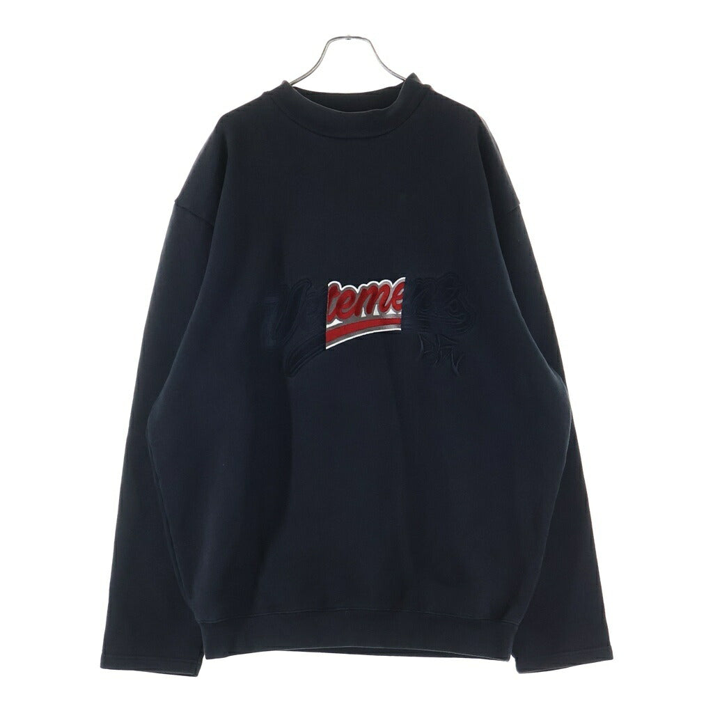 VETEMENTS(ヴェトモン) 18AW Baseball Logo Embroidered Sweatshirt ベースボールロゴ刺繍 クルーネックスウェットトレーナー ブラック MAH18TR31