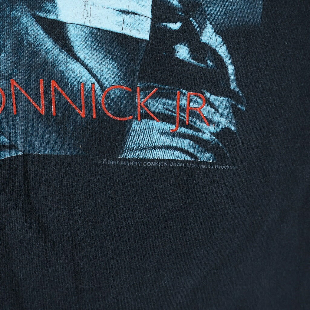 VINTAGE(ヴィンテージ) 90S HARRY CONNICK JR BLUE RED LIGHT 1991 ハリーコニックジュニア レッドライト・ブルーライト 両面プリント クルーネック半袖Tシャツ カットソー ブラック