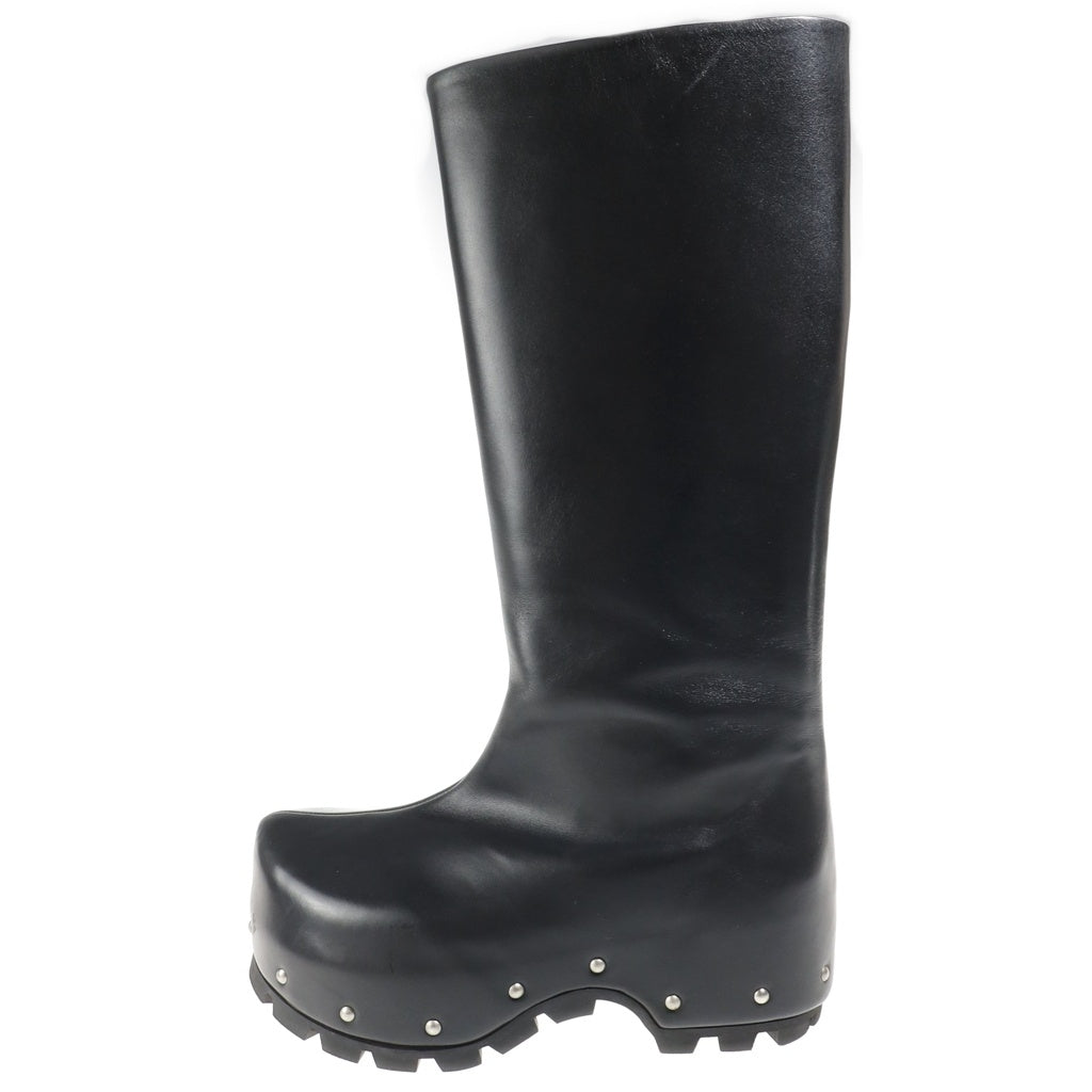 JIL SANDER(ジルサンダー) Studded Leather Knee-High Boots スタッズ レザーニー ハイブーツ レディース ブラック