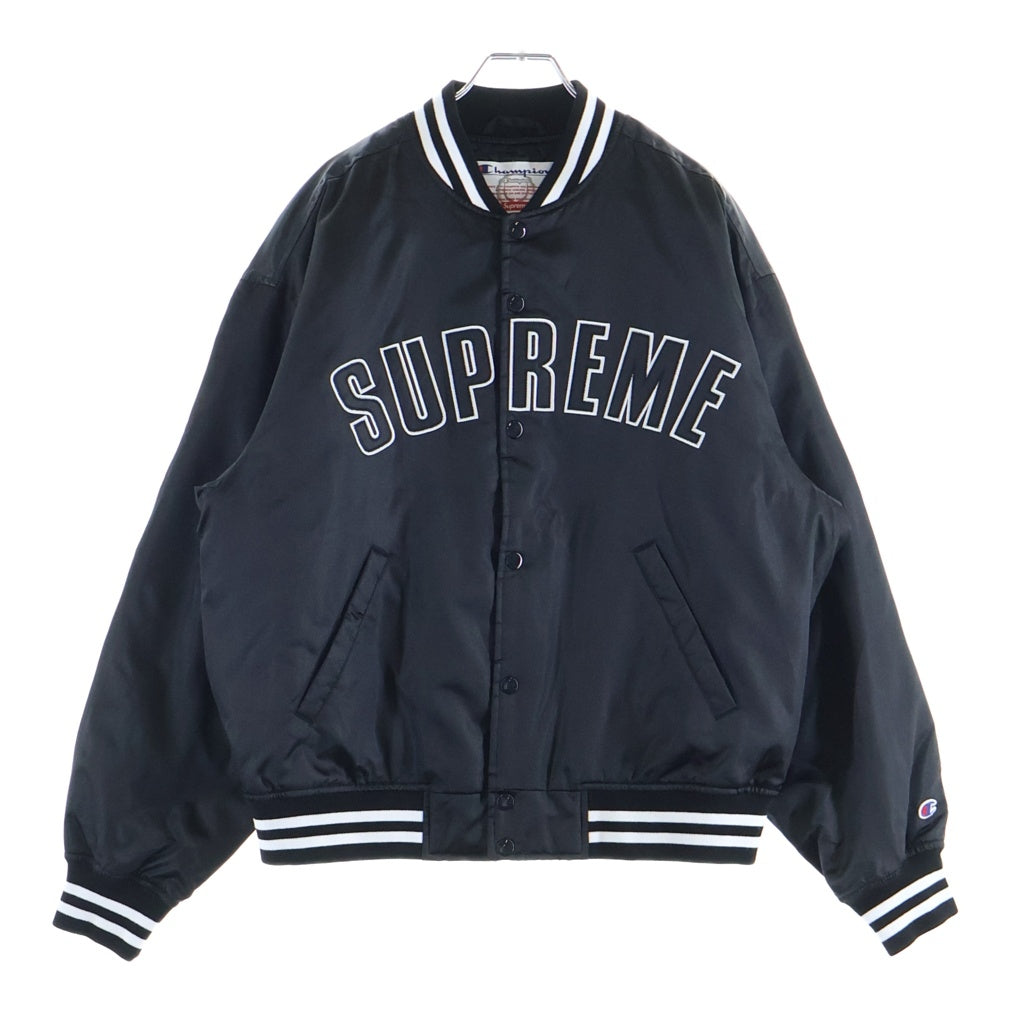 SUPREME(シュプリーム) 26SS ×Champion Satin Varsity Jacket チャンピオン サテン ヴァーシティ ジャケット ブルゾン ブラック