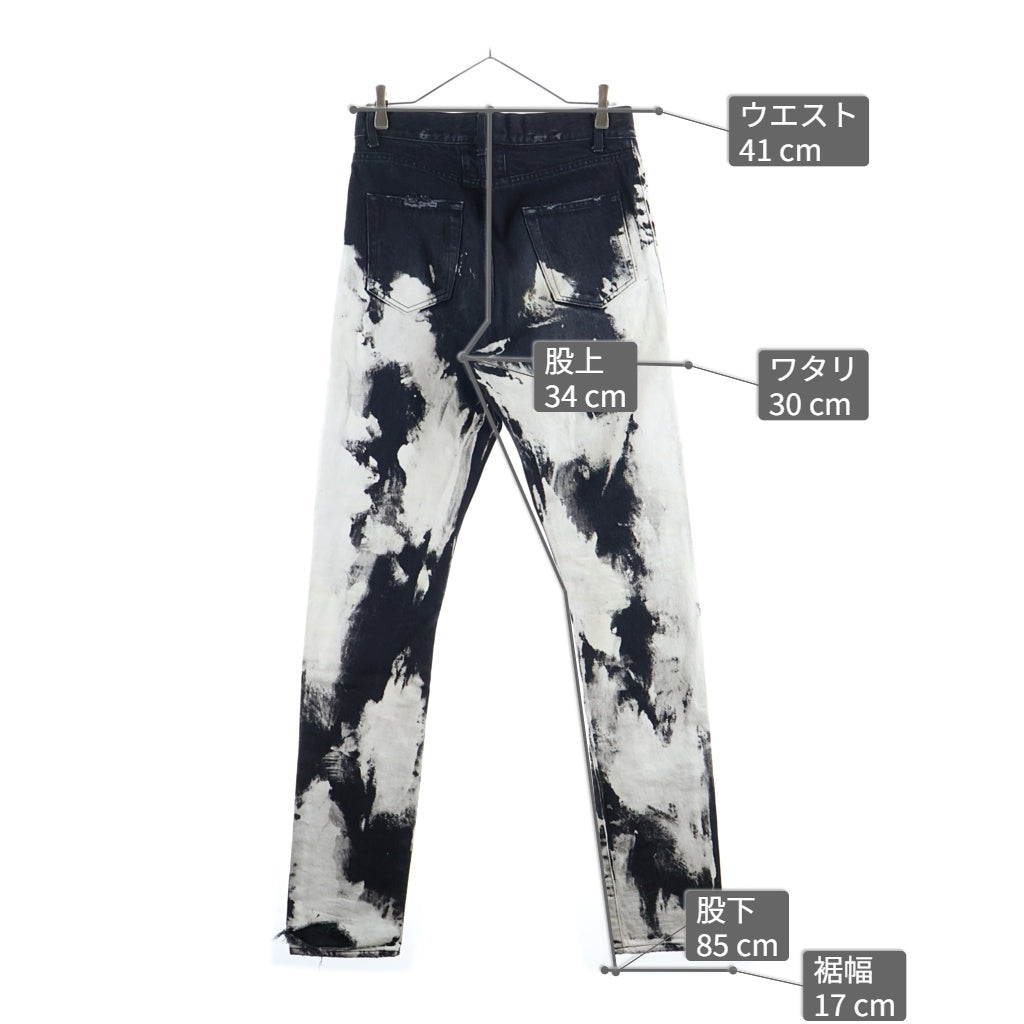 SAINT LAURENT PARIS(サンローランパリ) ブリーチ ダメージ加工 スキニーデニムパンツ ブラック 419412 Y801L