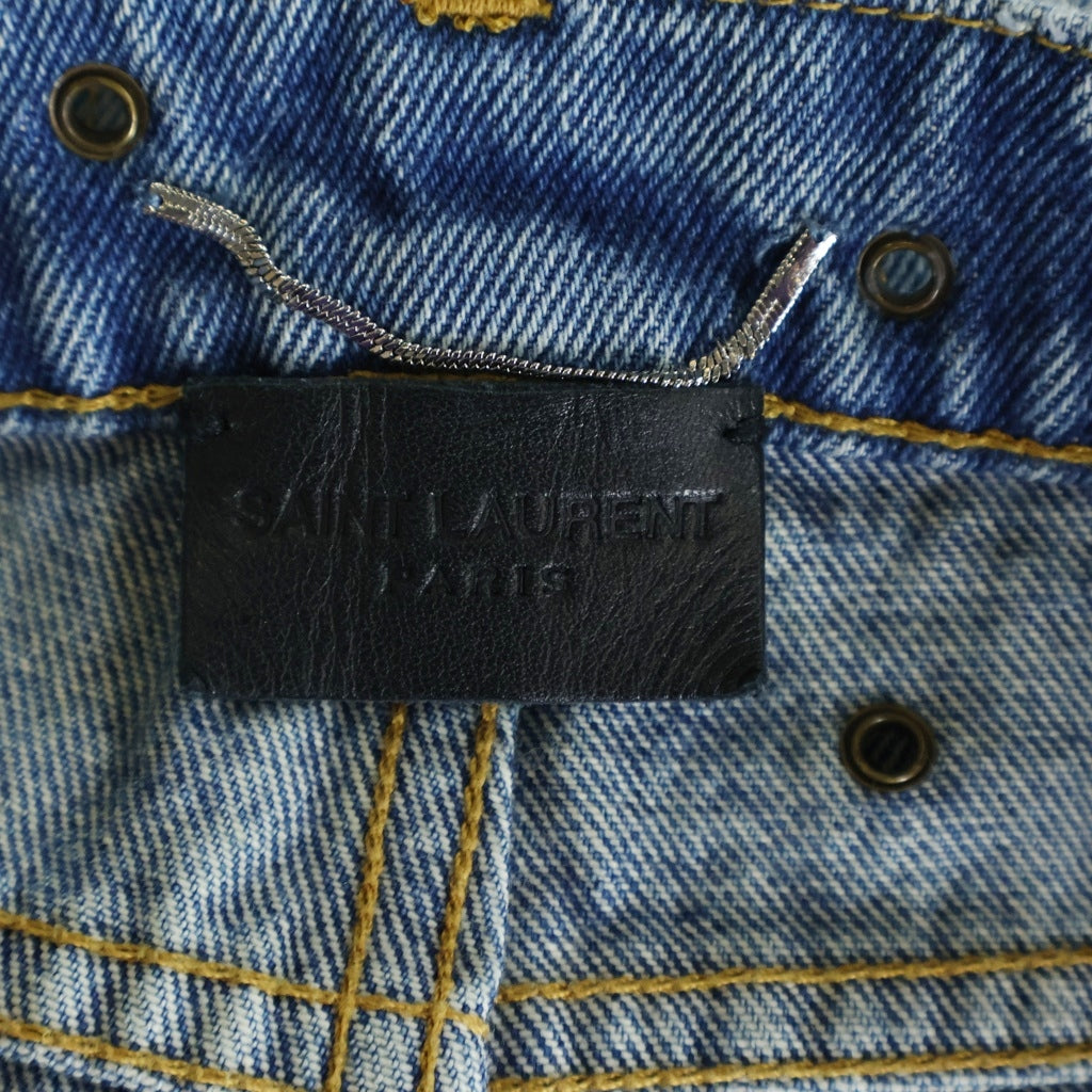 SAINT LAURENT PARIS(サンローランパリ) Studded Denim Short スタッズデニムショーツ ハーフパンツ インディゴ 606814 YL870