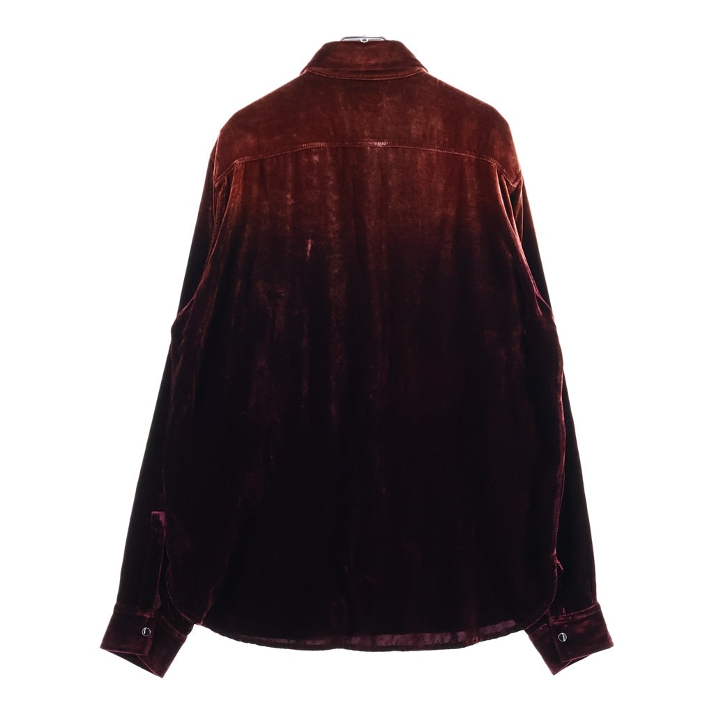 SAINT LAURENT PARIS(サンローランパリ) 20SS ベロア ベルベット ウエスタン ブリーチ 長袖シャツ ワインレッド 605582 Y555V