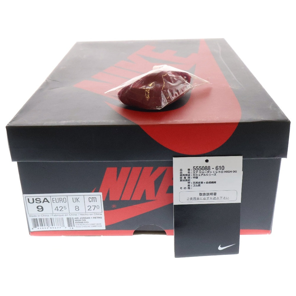 NIKE(ナイキ) AIR JORDAN 1 RETRO HIGH OG BRED TOE 555088-610 エアジョーダン1 ブレッドトゥ ハイカットスニーカー レッド/ブラック US9/27cm
