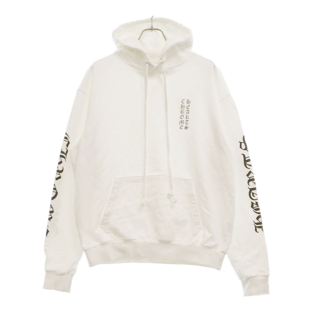 CHROME HEARTS(クロムハーツ) SWTSHRT PLVR 袖英字プリントプルオーバーパーカー ホワイト