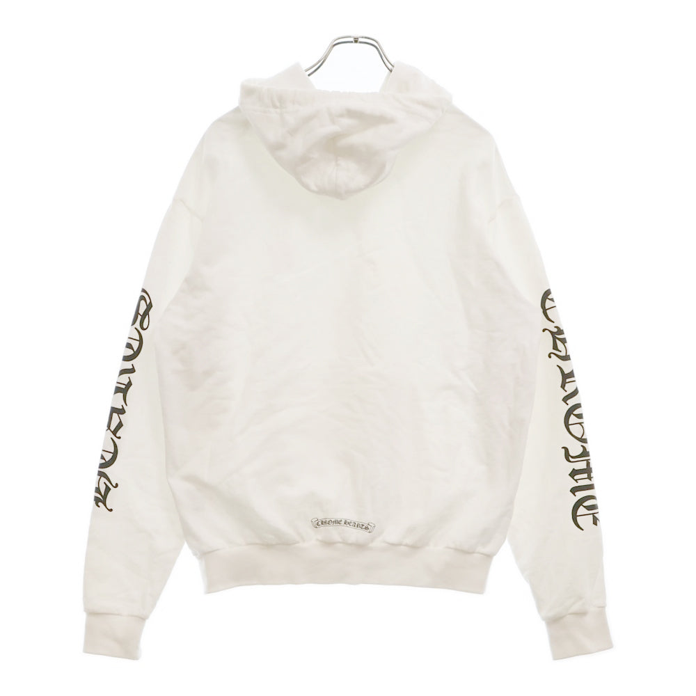 CHROME HEARTS(クロムハーツ) SWTSHRT PLVR 袖英字プリントプルオーバーパーカー ホワイト