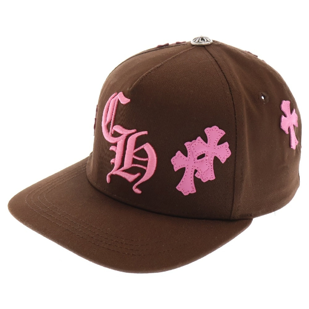 CHROME HEARTS(クロムハーツ) Cross Patch Baseball Cap クロスパッチベースボールキャップ 帽子 クロスボール CH刺繍 ブラウン/ピンク
