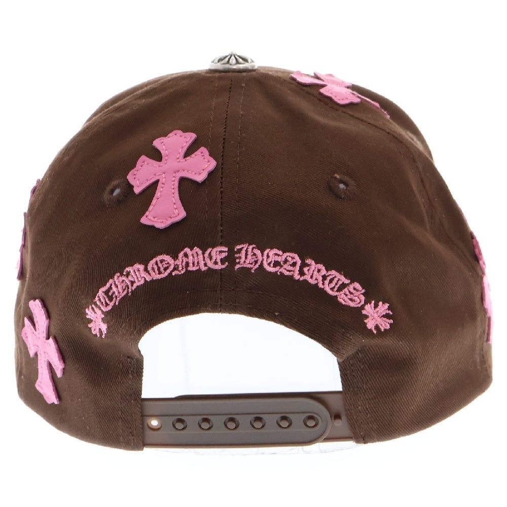 CHROME HEARTS(クロムハーツ) Cross Patch Baseball Cap クロスパッチベースボールキャップ 帽子 クロスボール CH刺繍 ブラウン/ピンク