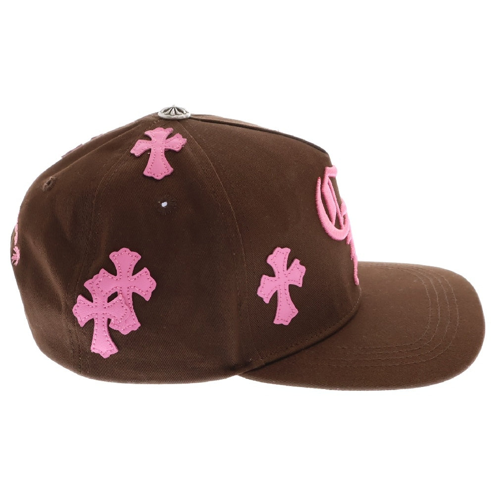 CHROME HEARTS(クロムハーツ) Cross Patch Baseball Cap クロスパッチベースボールキャップ 帽子 クロスボール CH刺繍 ブラウン/ピンク