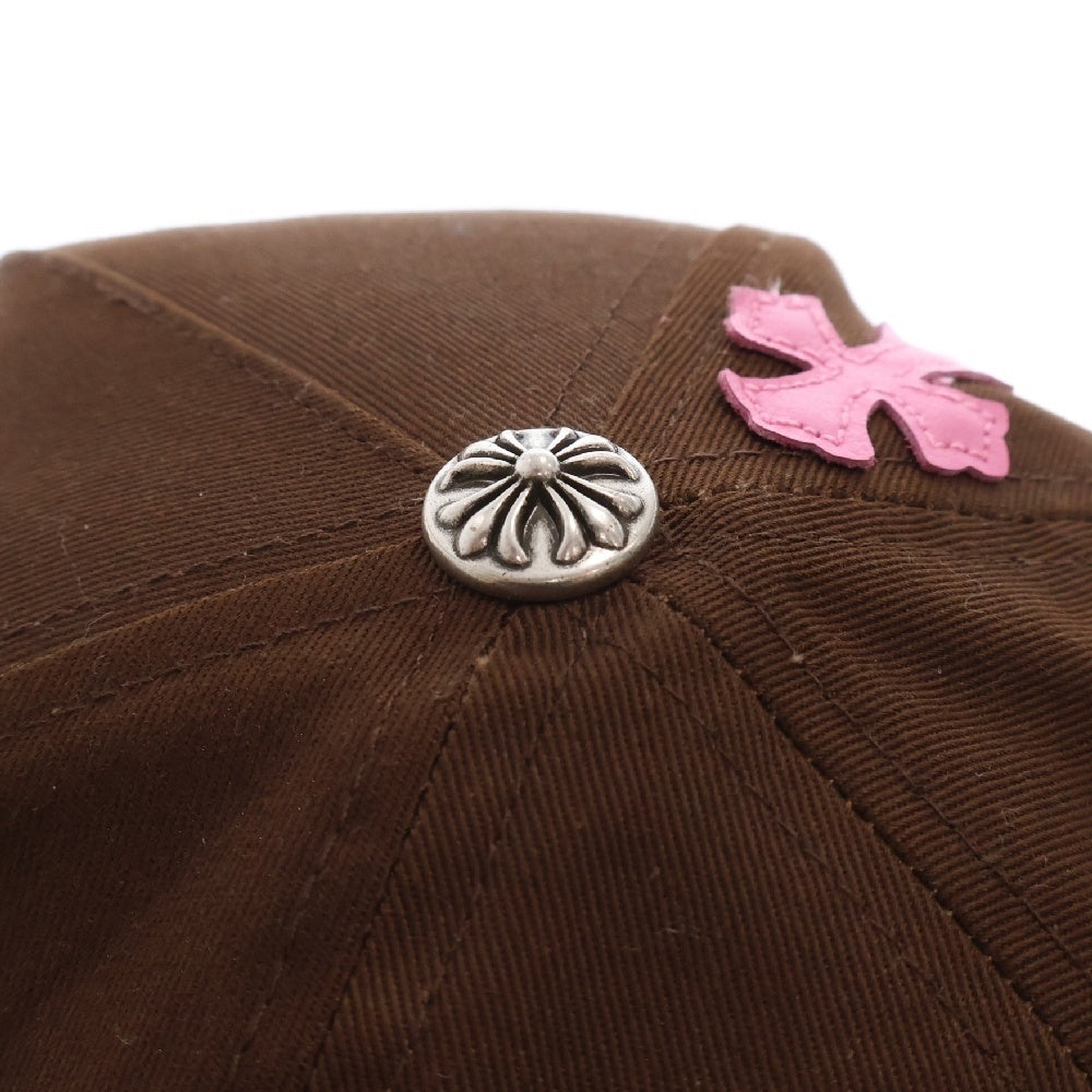 CHROME HEARTS(クロムハーツ) Cross Patch Baseball Cap クロスパッチベースボールキャップ 帽子 クロスボール CH刺繍 ブラウン/ピンク