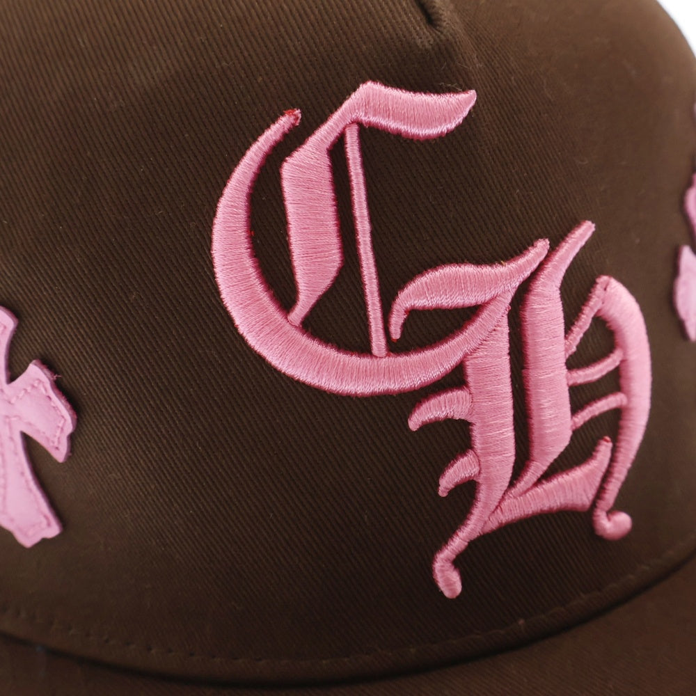 CHROME HEARTS(クロムハーツ) Cross Patch Baseball Cap クロスパッチベースボールキャップ 帽子 クロスボール CH刺繍 ブラウン/ピンク