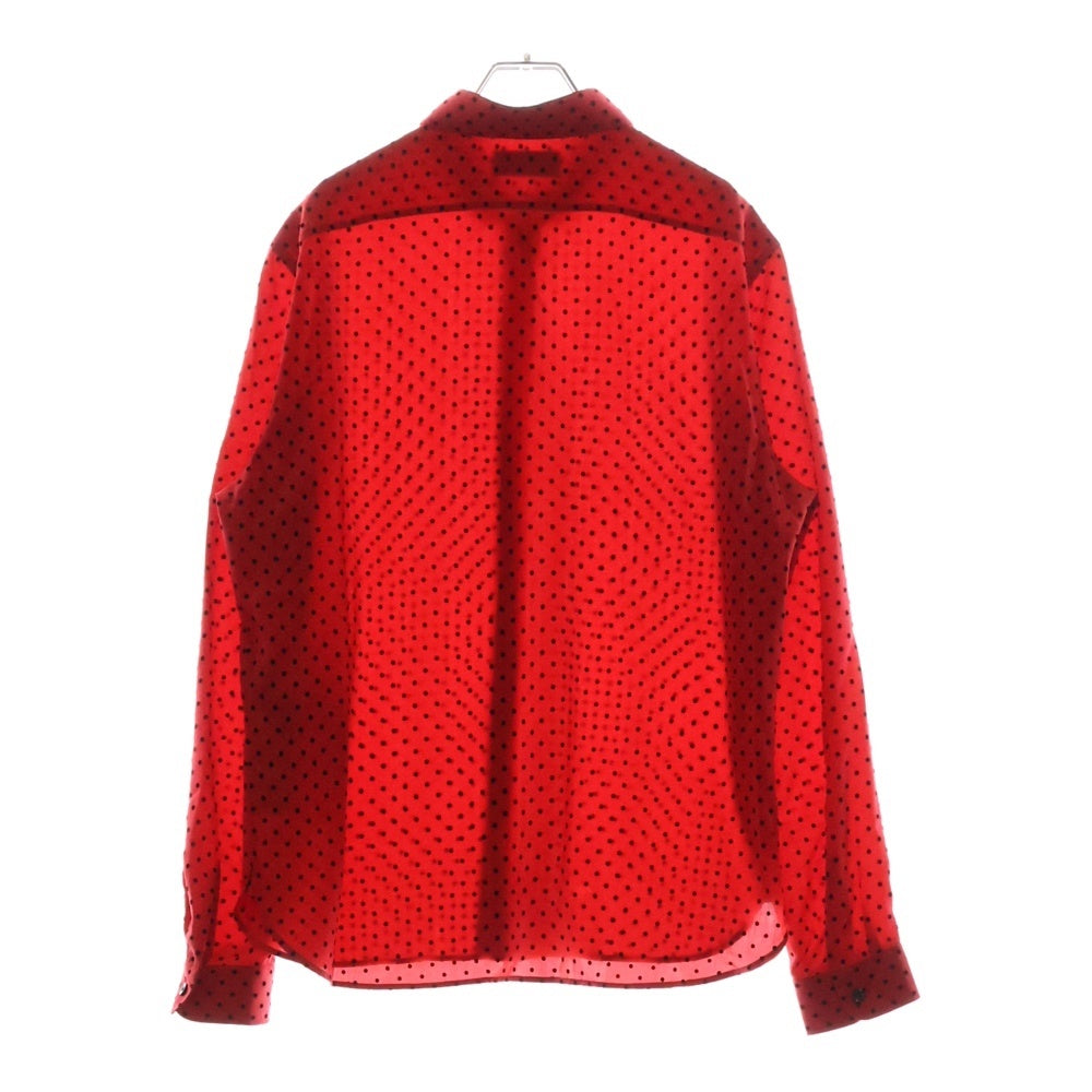 SAINT LAURENT PARIS(サンローランパリ) 22SS ドットシルク ボタンダウン 長袖シャツ レッド 653862 Y2D15