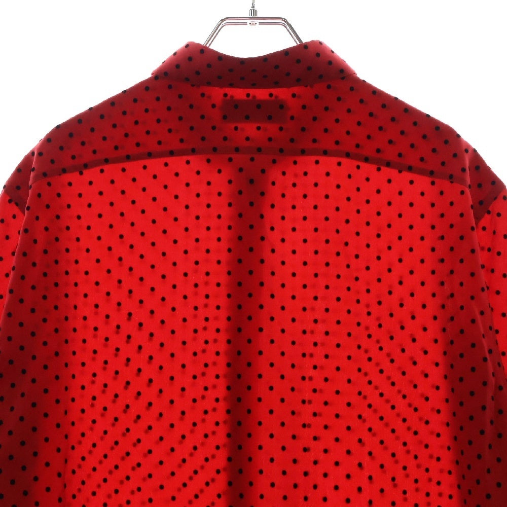 SAINT LAURENT PARIS(サンローランパリ) 22SS ドットシルク ボタンダウン 長袖シャツ レッド 653862 Y2D15