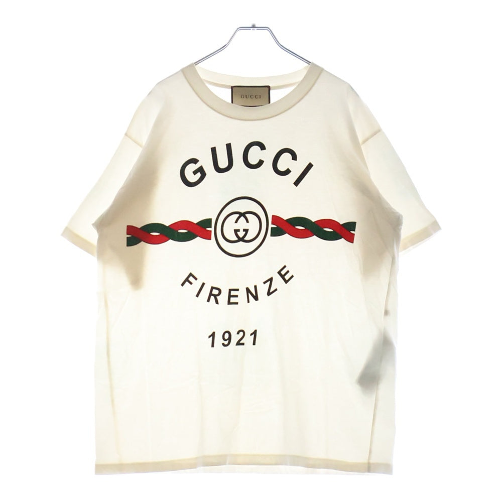 GUCCI(グッチ) FIRENZE 1921 Print Tee フィレンツェ ロゴプリント 半袖Tシャツ カットソー ホワイト 616036 XJD7T