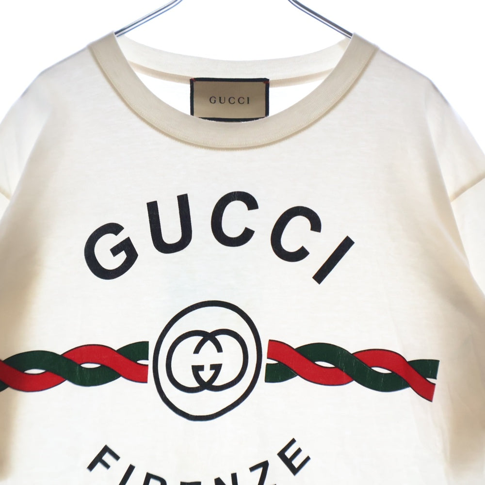 GUCCI(グッチ) FIRENZE 1921 Print Tee フィレンツェ ロゴプリント 半袖Tシャツ カットソー ホワイト 616036 XJD7T