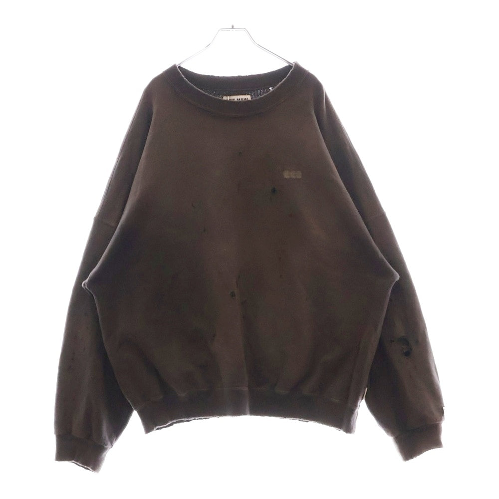 TTT_MSW(ティーモダンストリートウェア) 23AW Crew Neck Sweat クルーネックスウェット ダメージ加工 チャコール