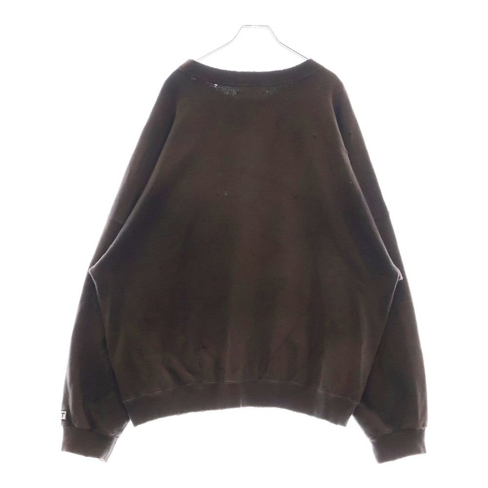 TTT_MSW(ティーモダンストリートウェア) 23AW Crew Neck Sweat クルーネックスウェット ダメージ加工 チャコール