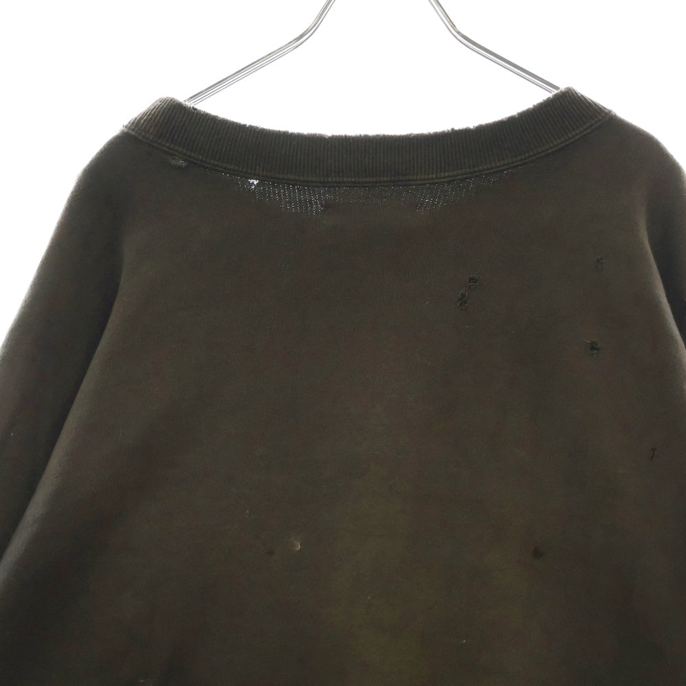 TTT_MSW(ティーモダンストリートウェア) 23AW Crew Neck Sweat クルーネックスウェット ダメージ加工 チャコール