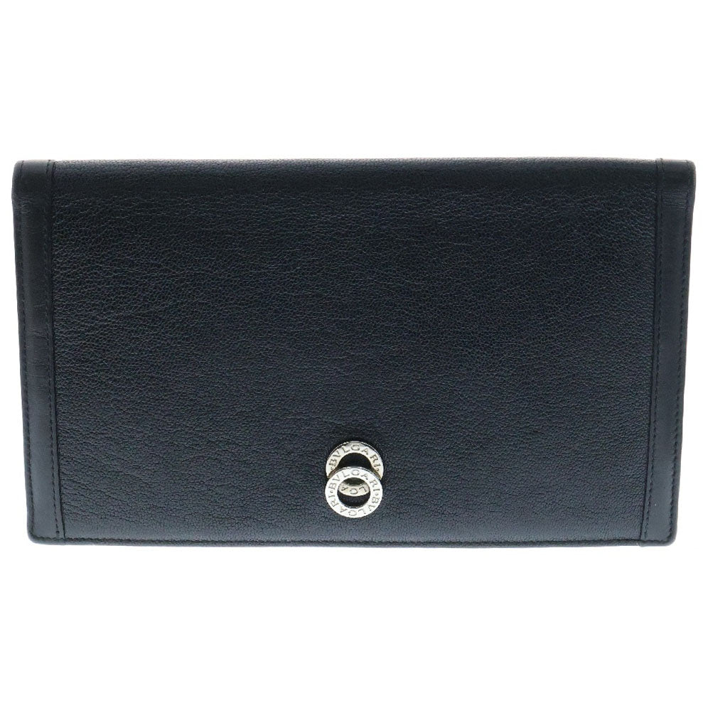 BVLGARI(ブルガリ) ダブルリング レザーウォレット 長財布 ブラック