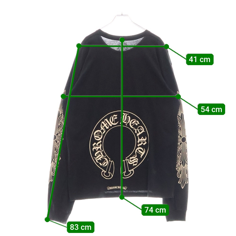 CHROME HEARTS(クロムハーツ) HORSESHOE L/S 袖フローラル バックホースシュープリント 長袖Tシャツ カットソー ブラック