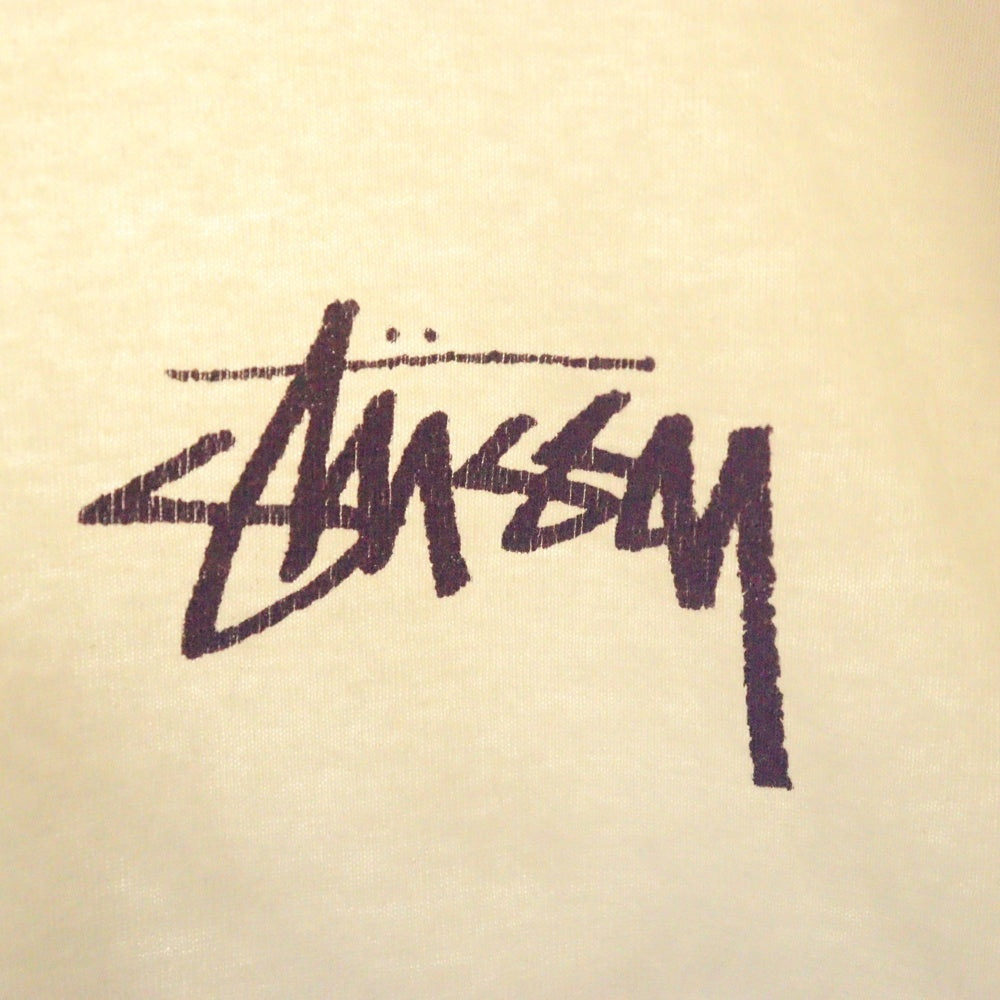 STUSSY(ステューシー) SKATE POSSE PIG DYED L/S TEE スケートプリント 長袖Tシャツ カットソー ホワイト