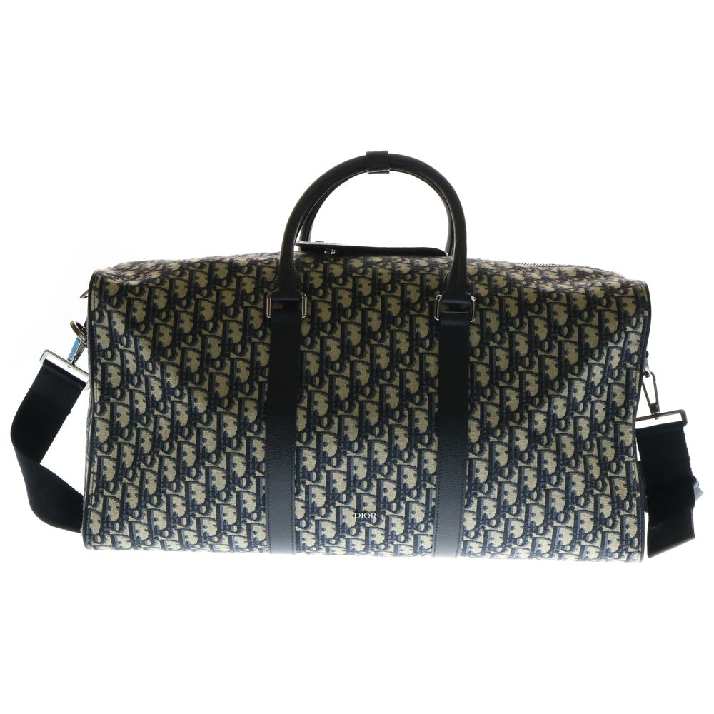 Christian Dior(クリスチャンディオール) オブリーク ジャカード ランゴ50 ボストンバッグ 2WAYショルダーバッグ キャンバス ネイビー 28BO1201