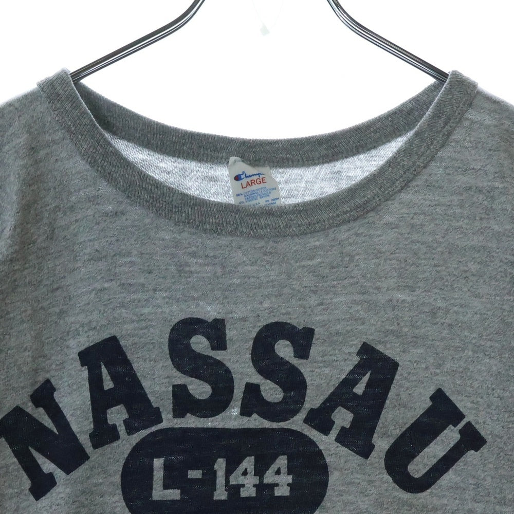 CHAMPION(チャンピオン) 80's NASSAU COLLEGE ATHLETICS トリコタグ 4段染み込みプリント 半袖Tシャツ カットソー グレー