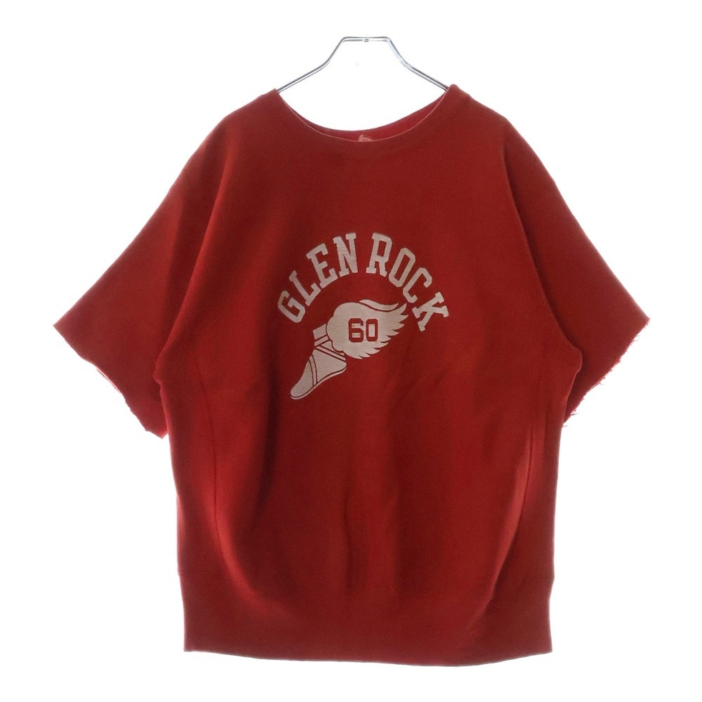 CHAMPION(チャンピオン) 70's REVERSE WEAVE GLEN ROCK ウイングフットプリント 半袖Tシャツ 袖カットオフ 赤単色タグ レッド