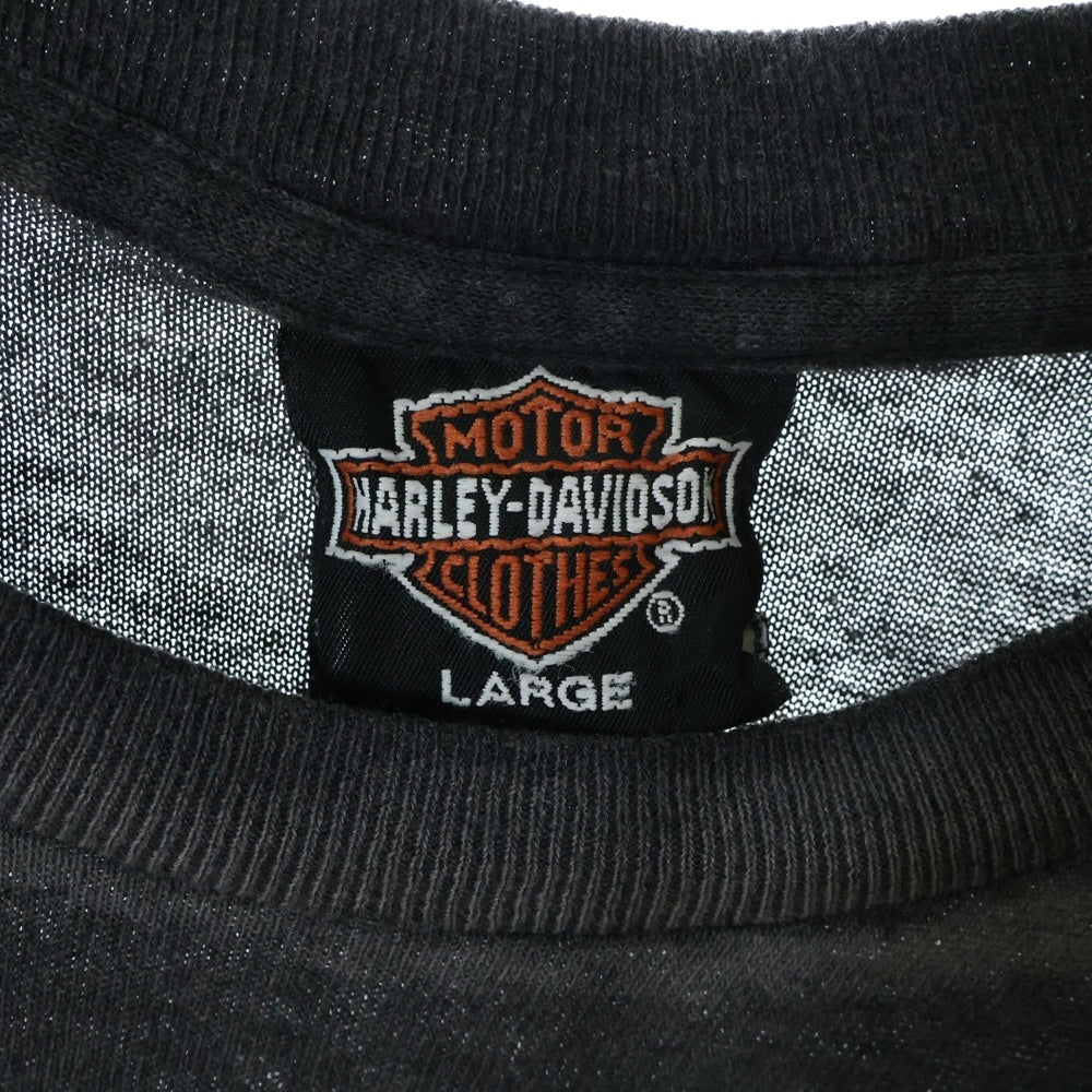 HARLEY DAVIDSON(ハーレーダビッドソン) 90's HOLOUBEK ファイヤーイーグル プリント半袖Tシャツ カットソー ブラック