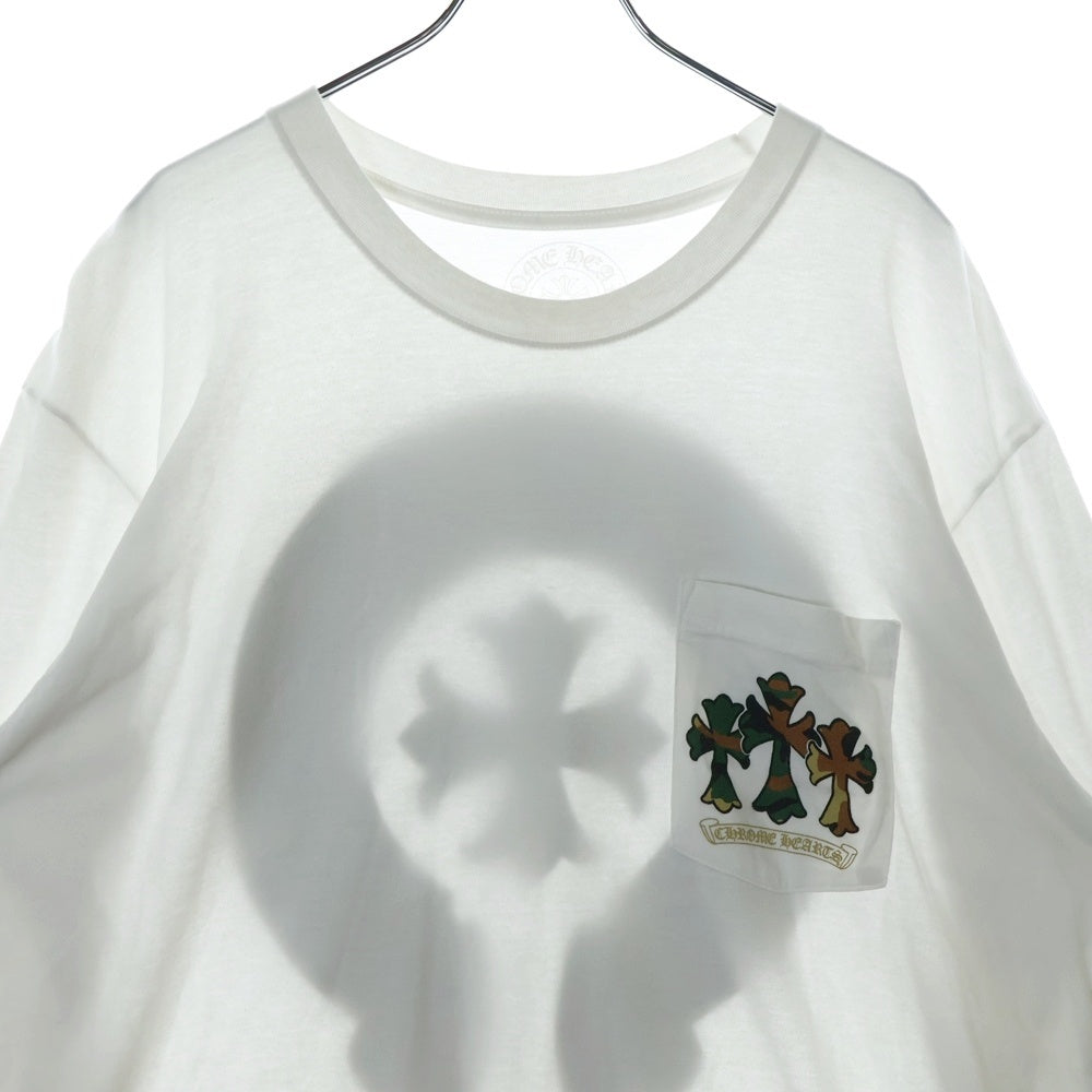 CHROME HEARTS(クロムハーツ) CH LS バックホースシュー 迷彩プリント カモフラ 長袖Tシャツ カットソー ホワイト