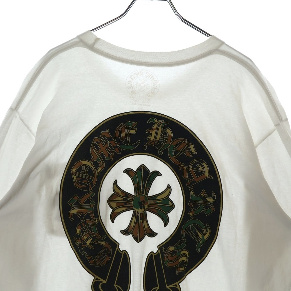 CHROME HEARTS(クロムハーツ) CH LS バックホースシュー 迷彩プリント カモフラ 長袖Tシャツ カットソー ホワイト