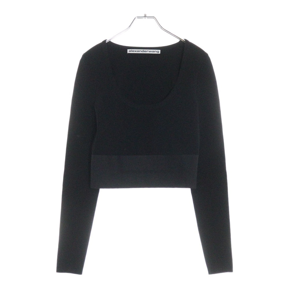 ALEXANDER WANG(アレキサンダーワン) Long-Sleeve Cropped Top ロゴクロップド長袖シャツ ブラック レディース 1KC1251084