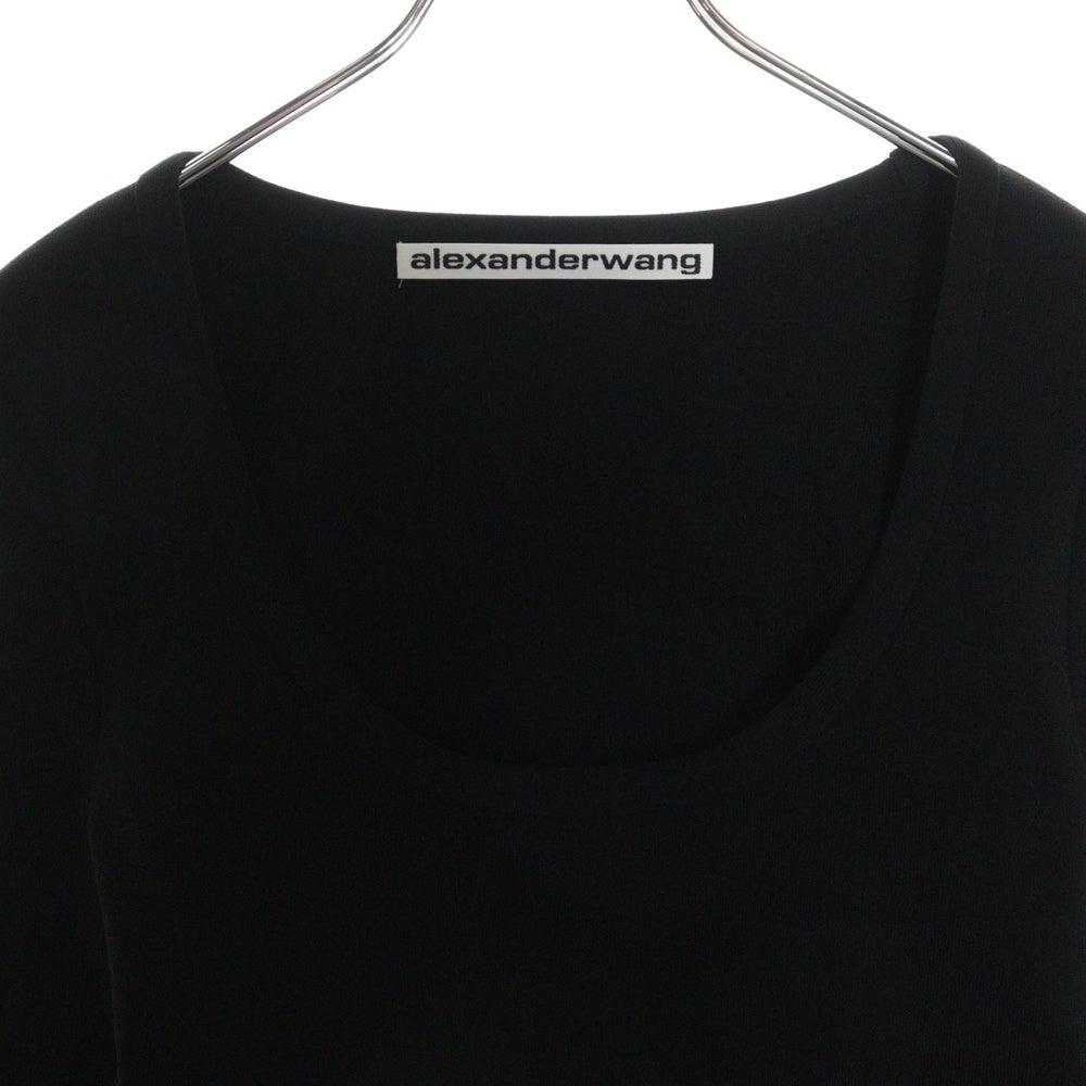 ALEXANDER WANG(アレキサンダーワン) Long-Sleeve Cropped Top ロゴクロップド長袖シャツ ブラック レディース 1KC1251084