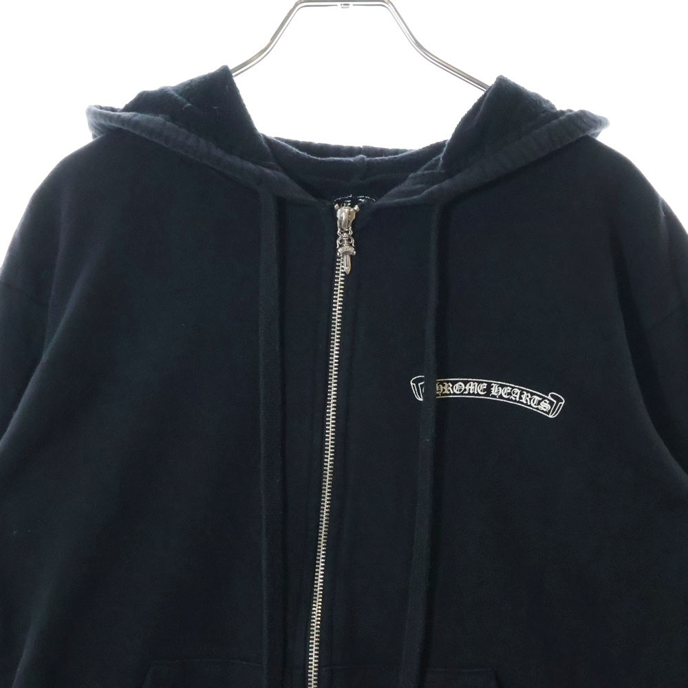 CHROME HEARTS(クロムハーツ) SWTSHRT HD ZIP バックフレアニープリント スウェットジップアップパーカー ブラック/シルバー