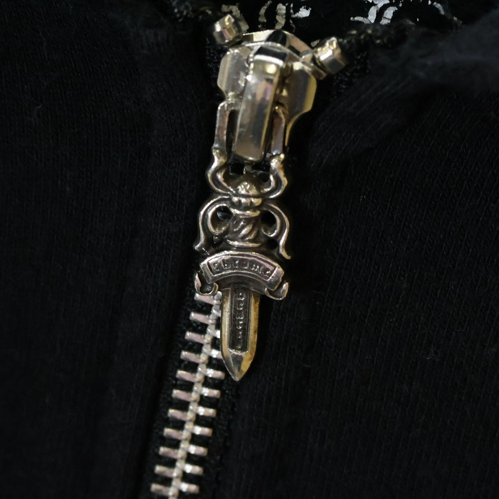 CHROME HEARTS(クロムハーツ) SWTSHRT HD ZIP バックフレアニープリント スウェットジップアップパーカー ブラック/シルバー
