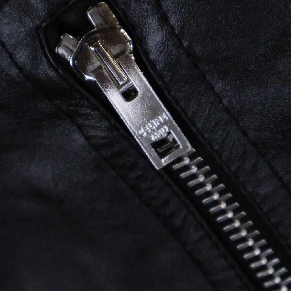 CELINE(セリーヌ) 23SS ダブルライダースレザージャケット シープスキン 羊革 ブラック 2EE31280D