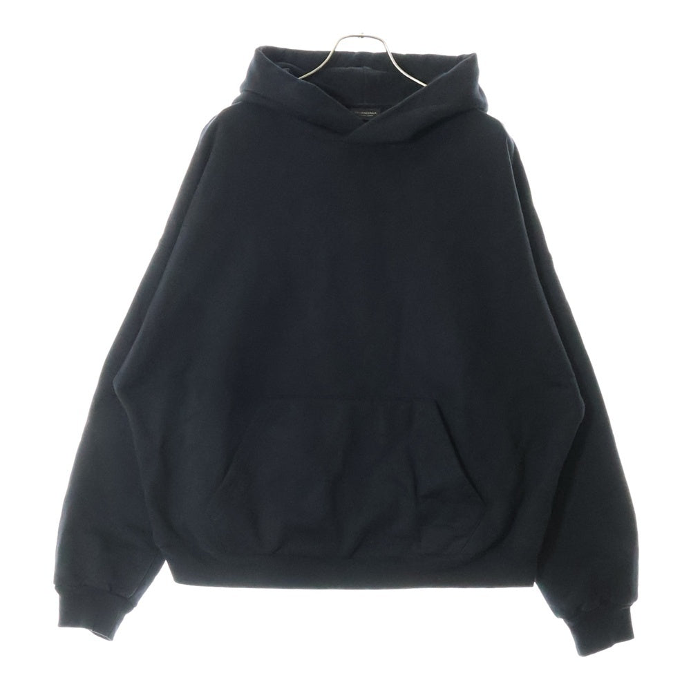 BALENCIAGA(バレンシアガ) 23SS ミディアムフィットフーディー フードロゴ刺繍 オーバーサイズプルオーバーパーカー ブラック 725565