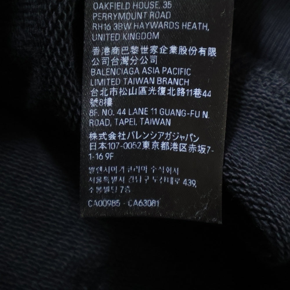 BALENCIAGA(バレンシアガ) 23SS ミディアムフィットフーディー フードロゴ刺繍 オーバーサイズプルオーバーパーカー ブラック 725565