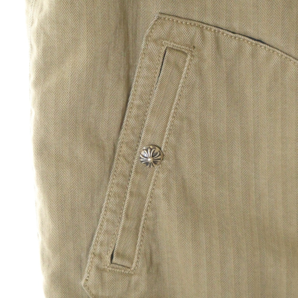 CHROME HEARTS(クロムハーツ) VEST-M-HOMER ヘリンボーン 中綿キルティング ダガージップアップベスト ベージュ ※国内レシート付き